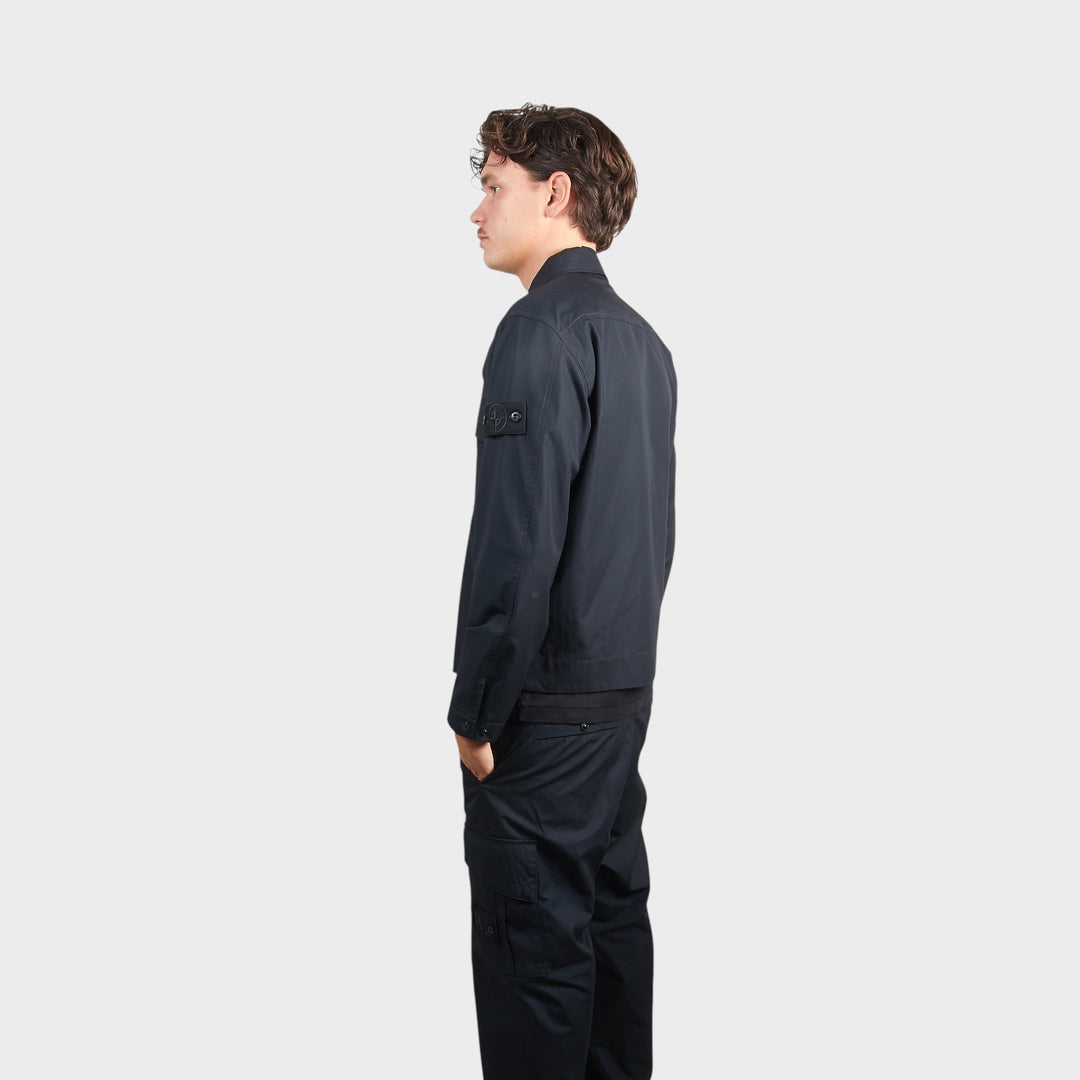 Stone Island Ghost Cotton Canvas Zip Overshirt i Sort