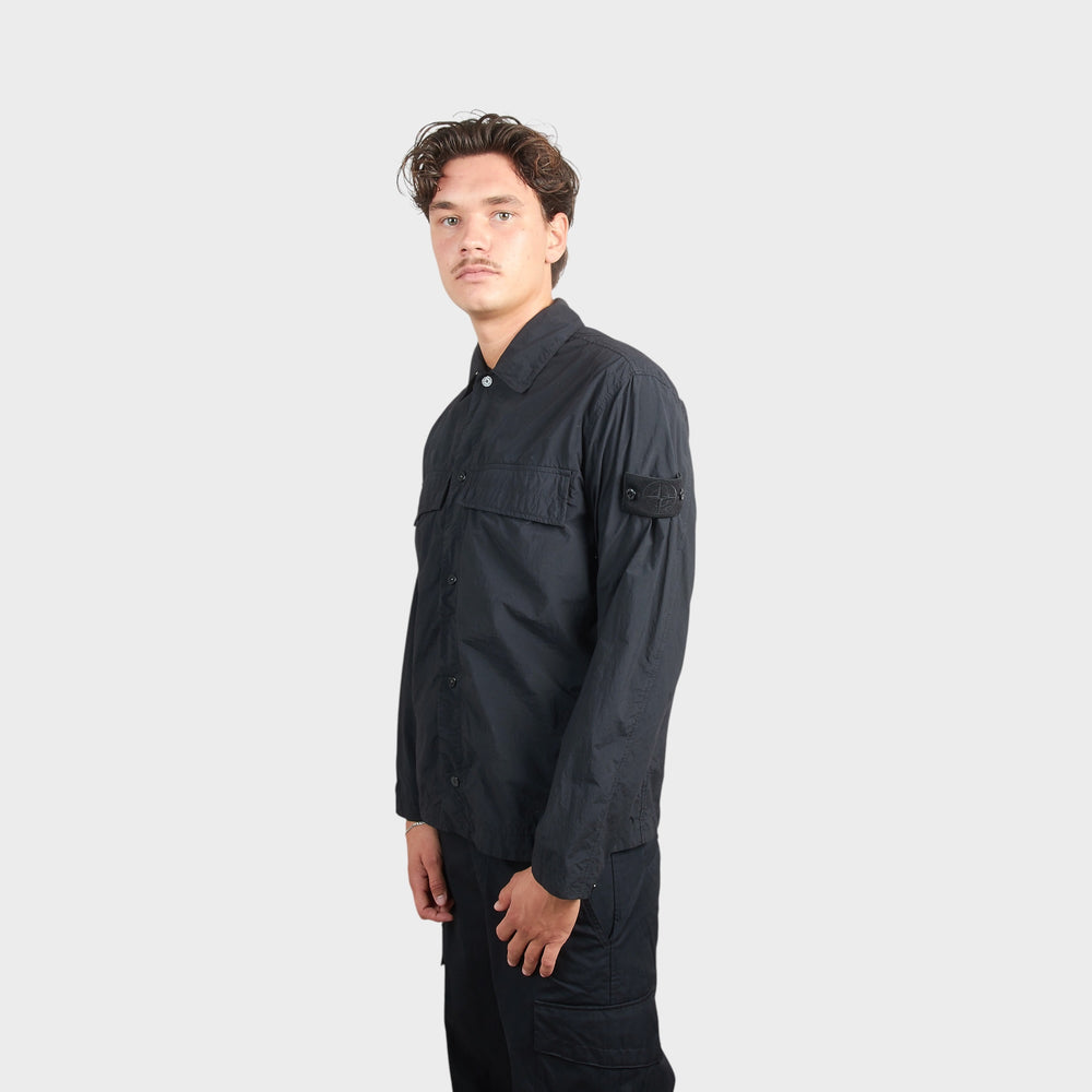 Stone Island Ghost Nylon Smerigliato Overshirt i Sort