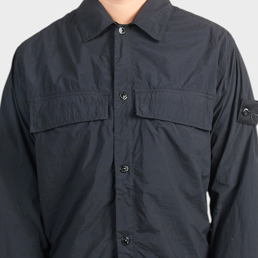 Stone Island Ghost Nylon Smerigliato Overshirt i Sort