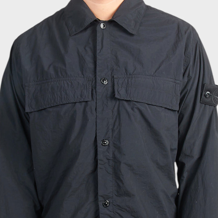 Stone Island Ghost Nylon Smerigliato Overshirt i Sort