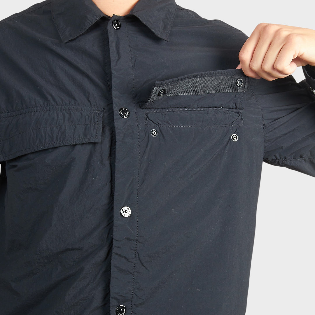 Stone Island Ghost Nylon Smerigliato Overshirt i Sort