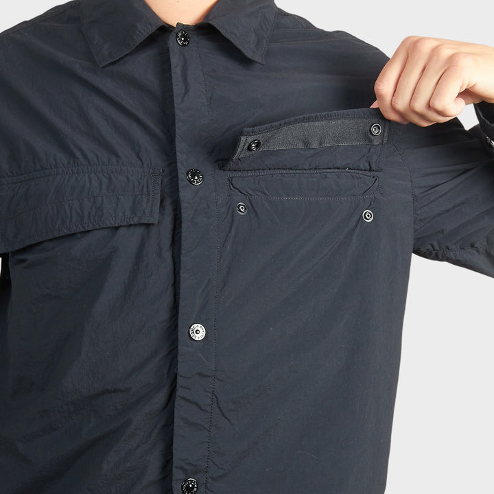 Stone Island Ghost Nylon Smerigliato Overshirt i Sort