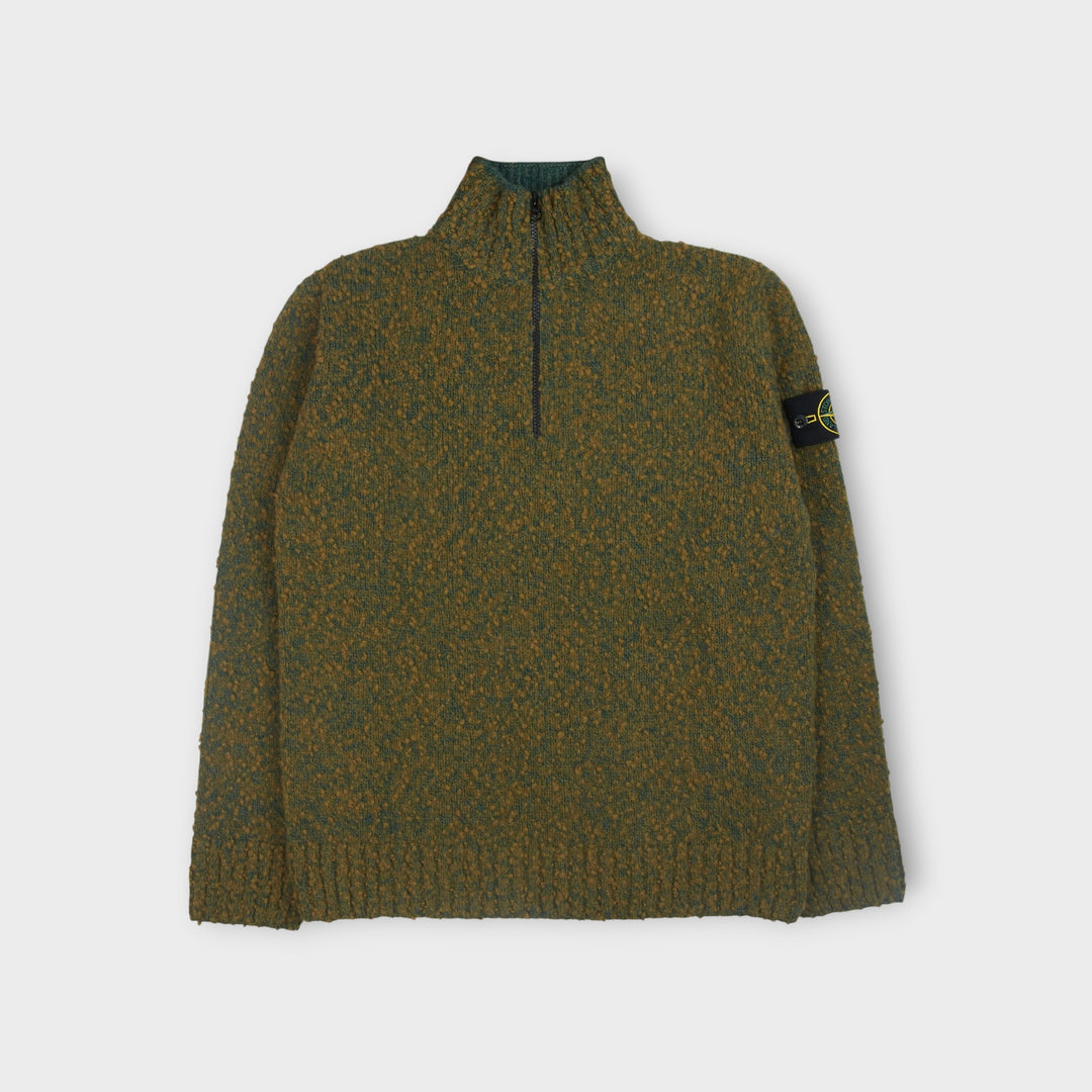 Stone Island Loose Fit Half Zip Jumper i meleret uld og nylon.