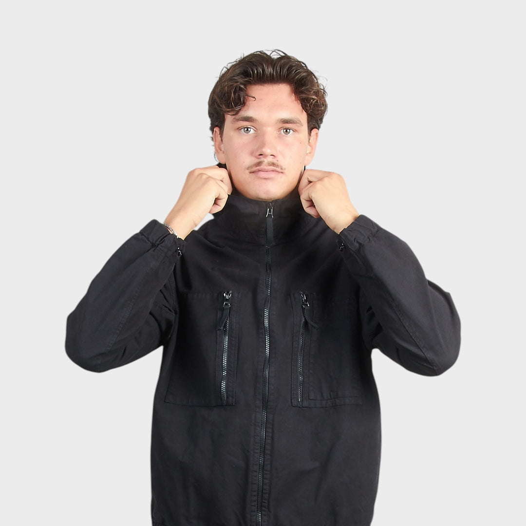 Stone Island Hooded Overshirt i Sort