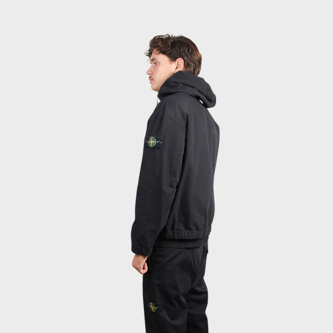 Stone Island Hooded Overshirt i Sort