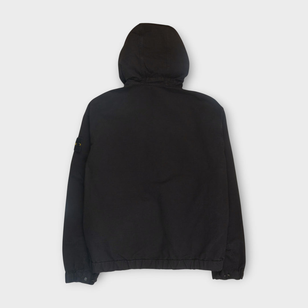 Stone Island overshirt i sort med hætte og lynlåslukning