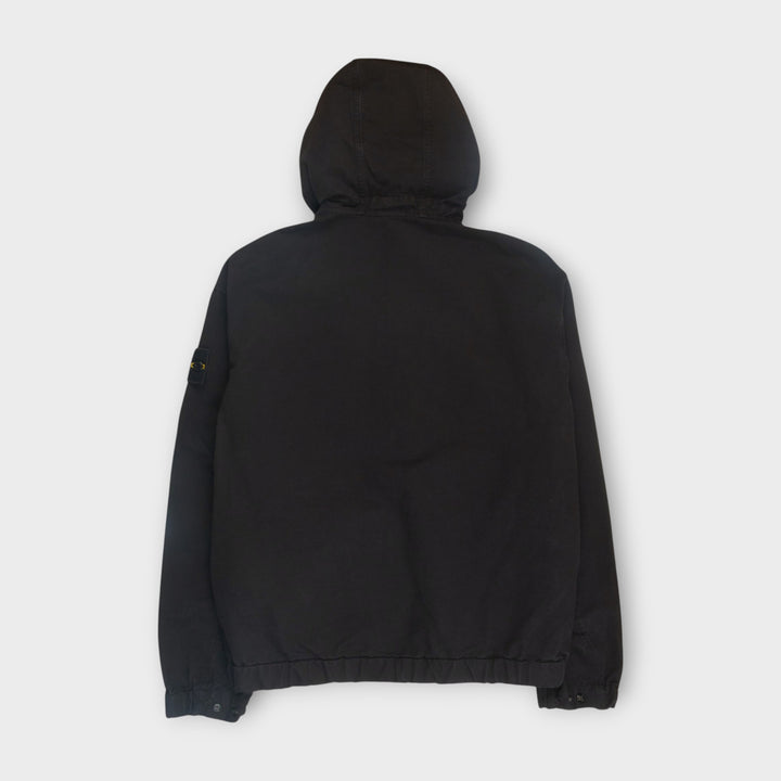 Stone Island overshirt i sort med hætte og lynlåslukning