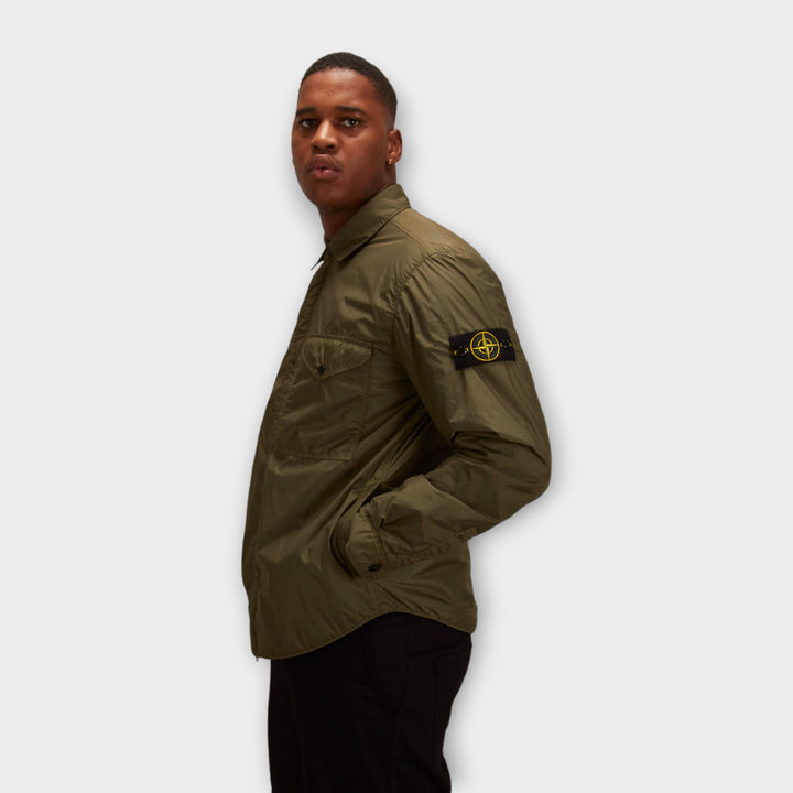 Stone Island Q0123 Garment Dyed Crinkle Reps Jacket In Green