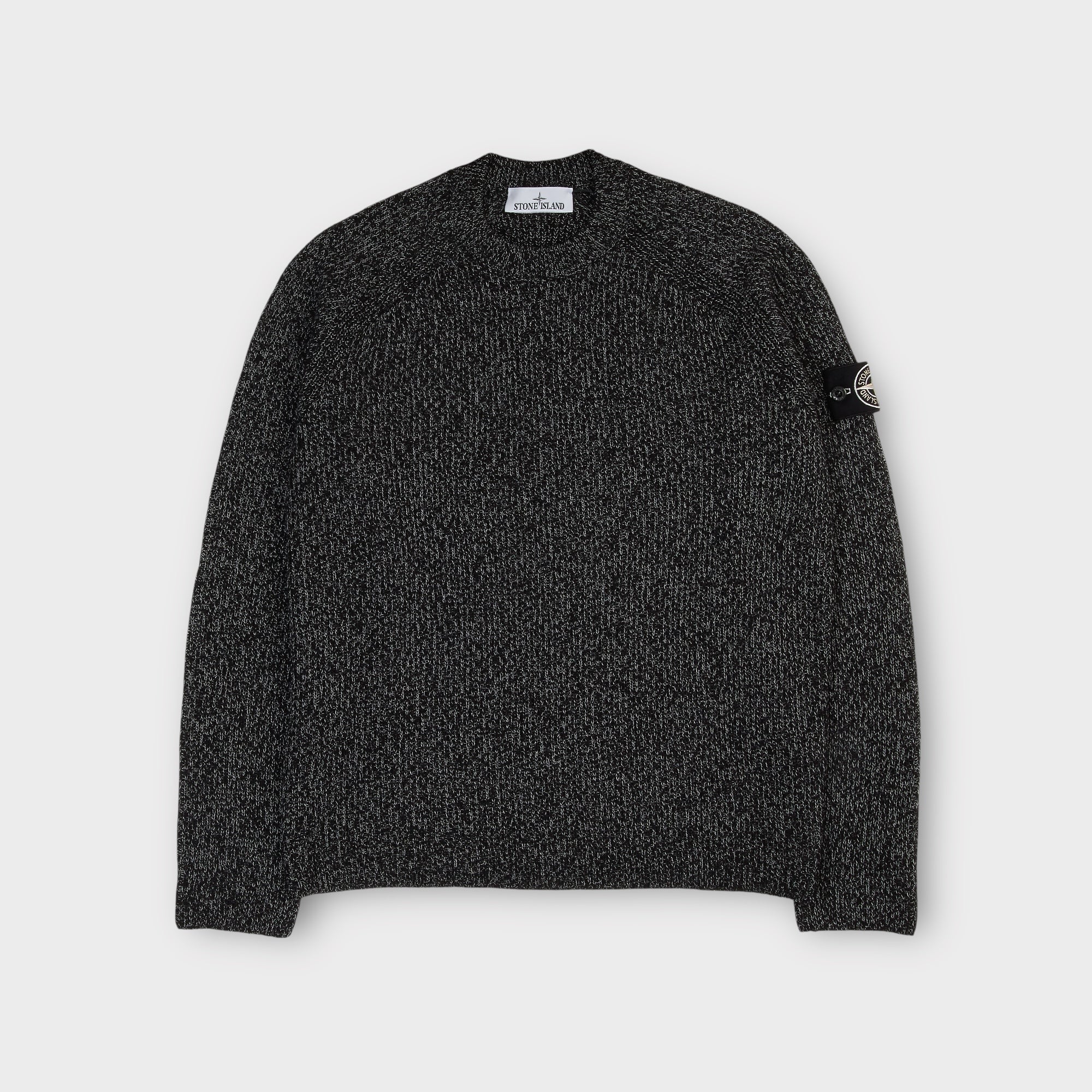 Stone Island Knit Reflective Jumper in black melange for men – Le