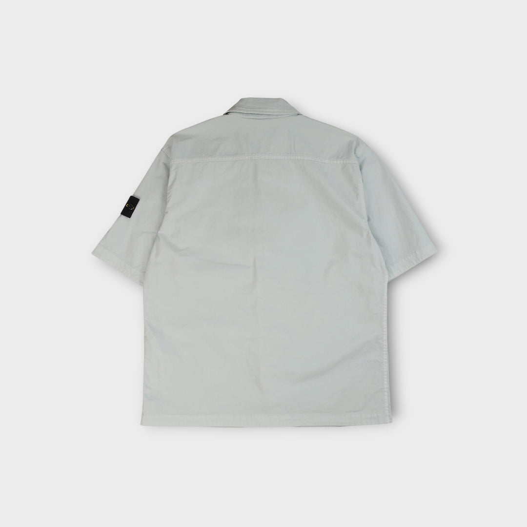 Sky blue Stone Island skjorte i økologisk bomuld med minimalistisk design