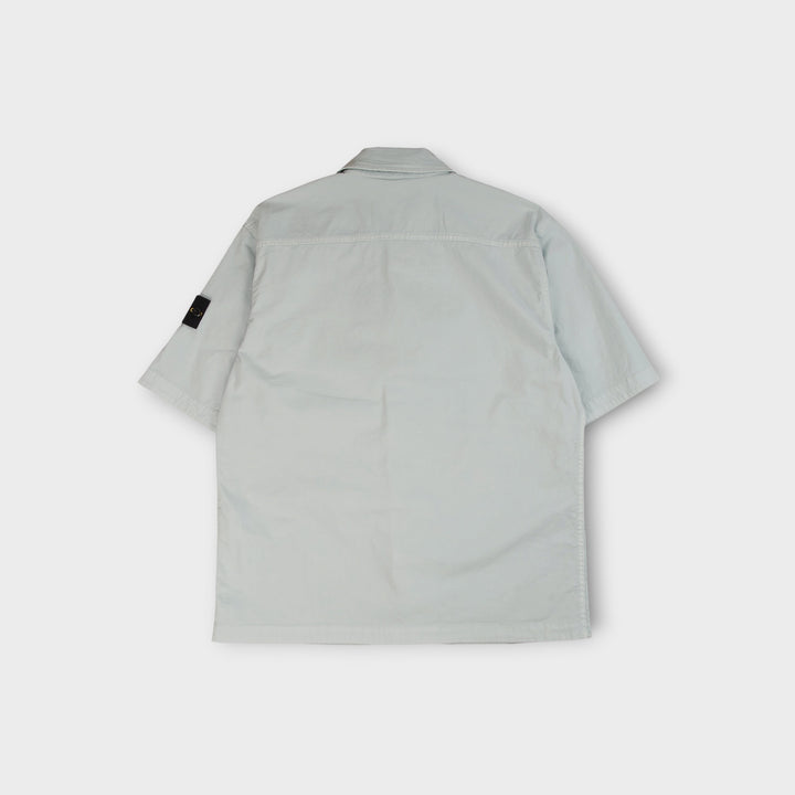 Sky blue Stone Island skjorte i økologisk bomuld med minimalistisk design