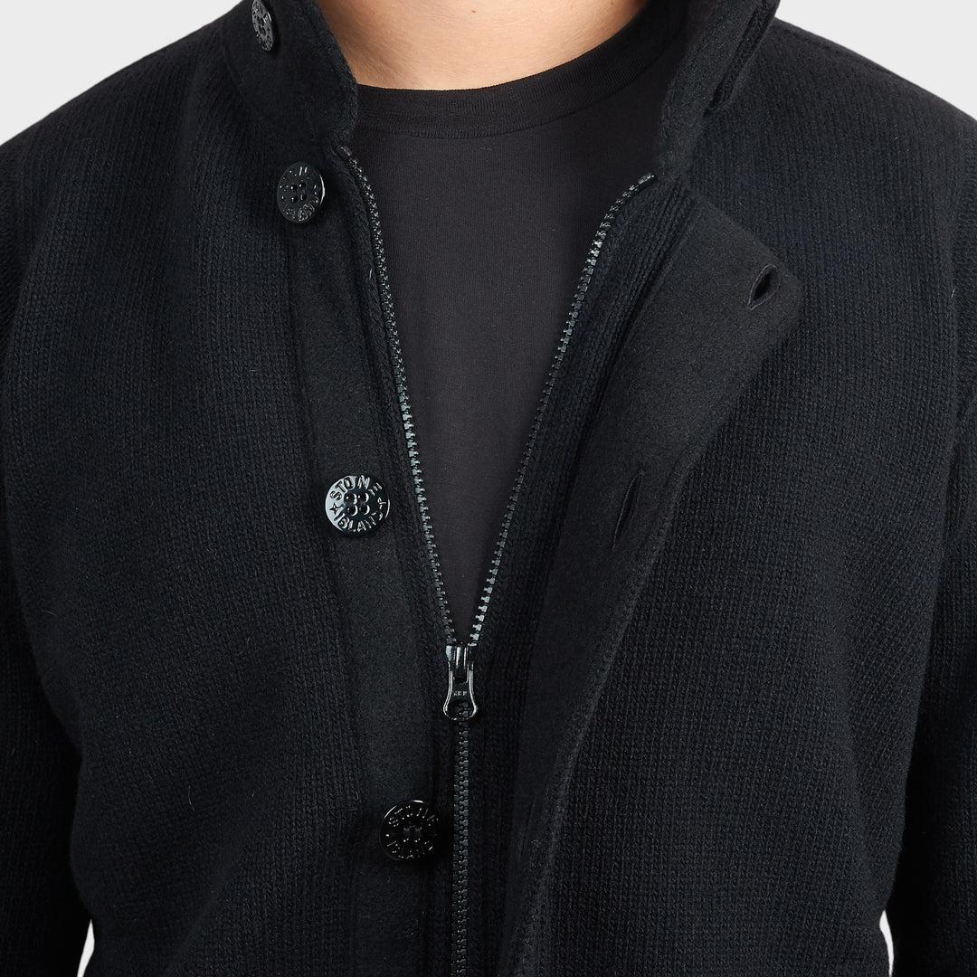 Stone Island Lambswool Button-up Sweater i Sort