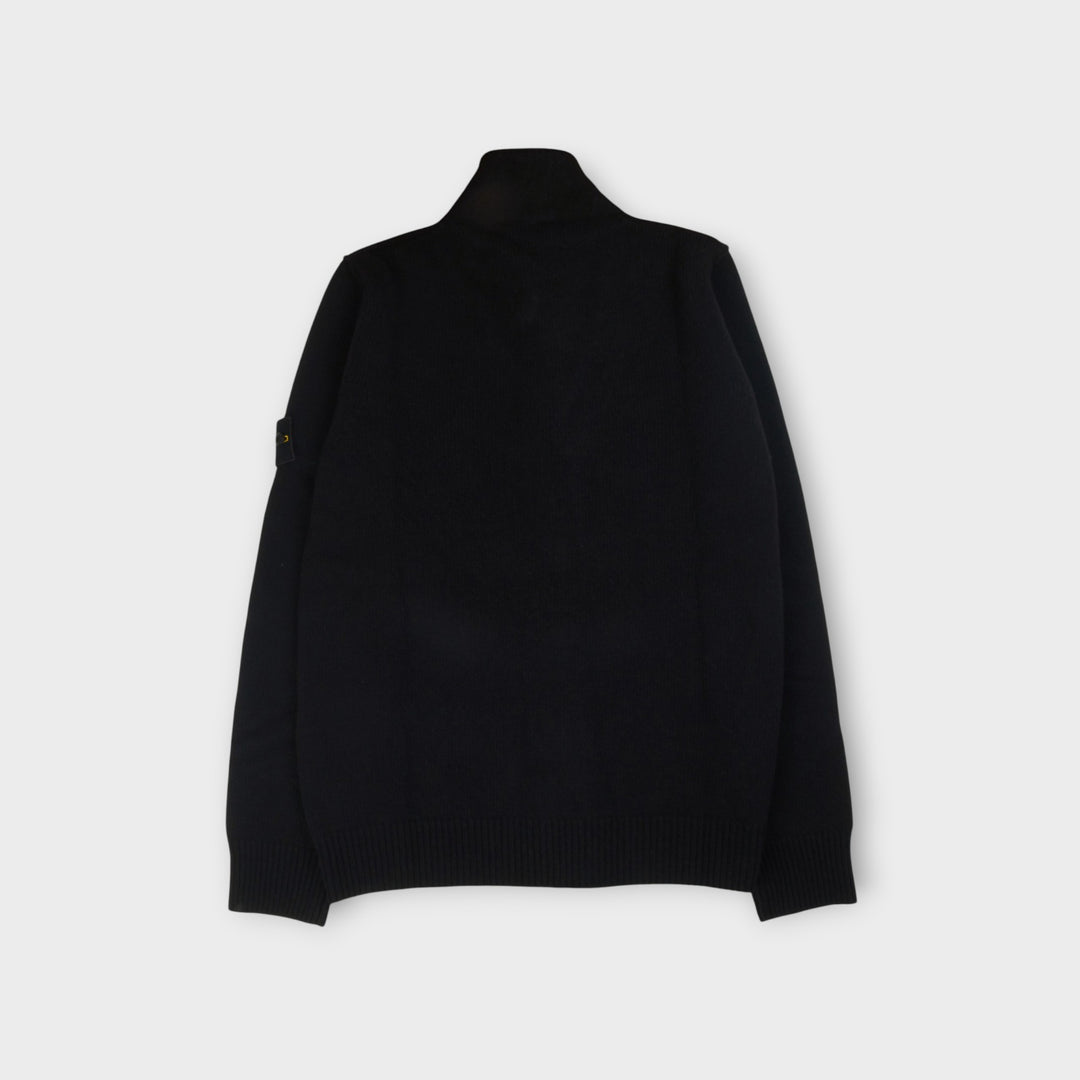 Stone Island Lambswool Button-up Sweater i Sort