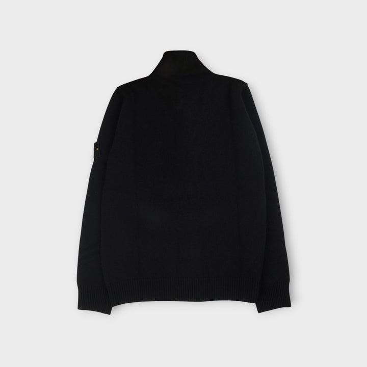 Stone Island Lambswool Button-up Sweater i Sort