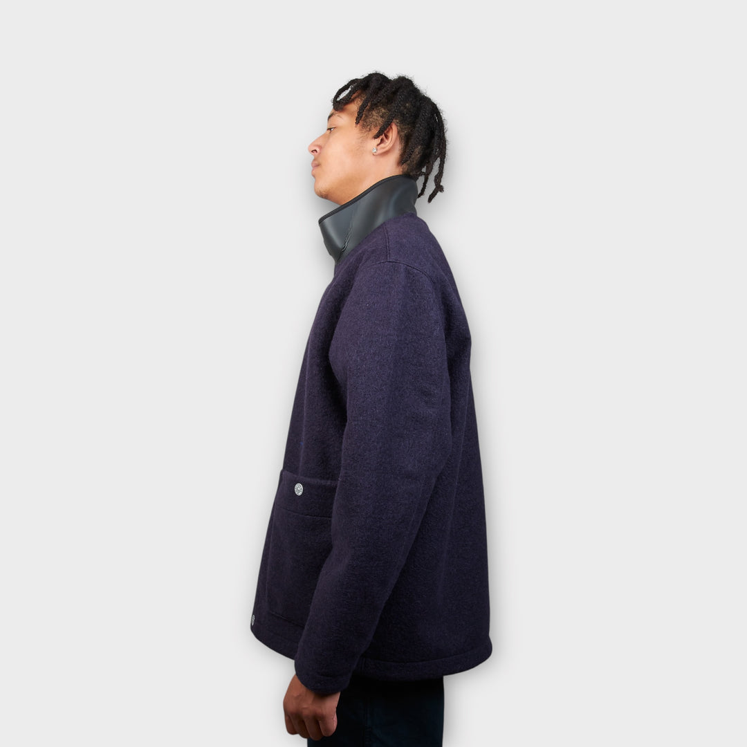 Stone Island Marina jakke med filt-uld og polyester i navy