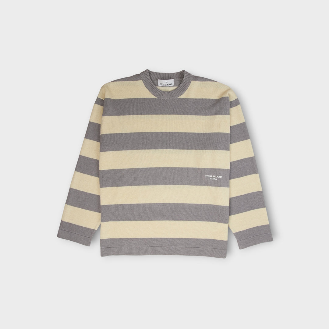 Stone Island Marina striped knit i ivory melange