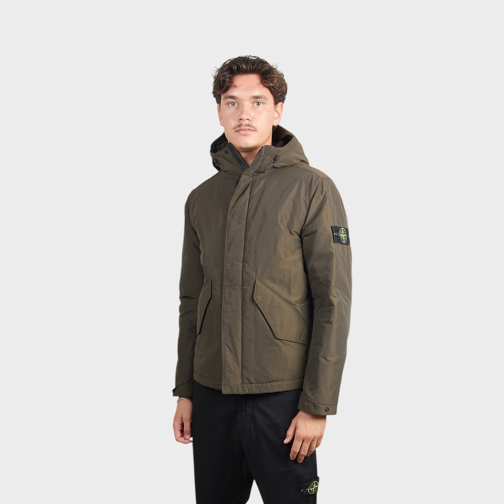 Stone Island Micro Twill Hooded Jakke i Coal Grey