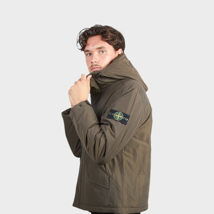 Stone Island Micro Twill Hooded Jakke i Coal Grey
