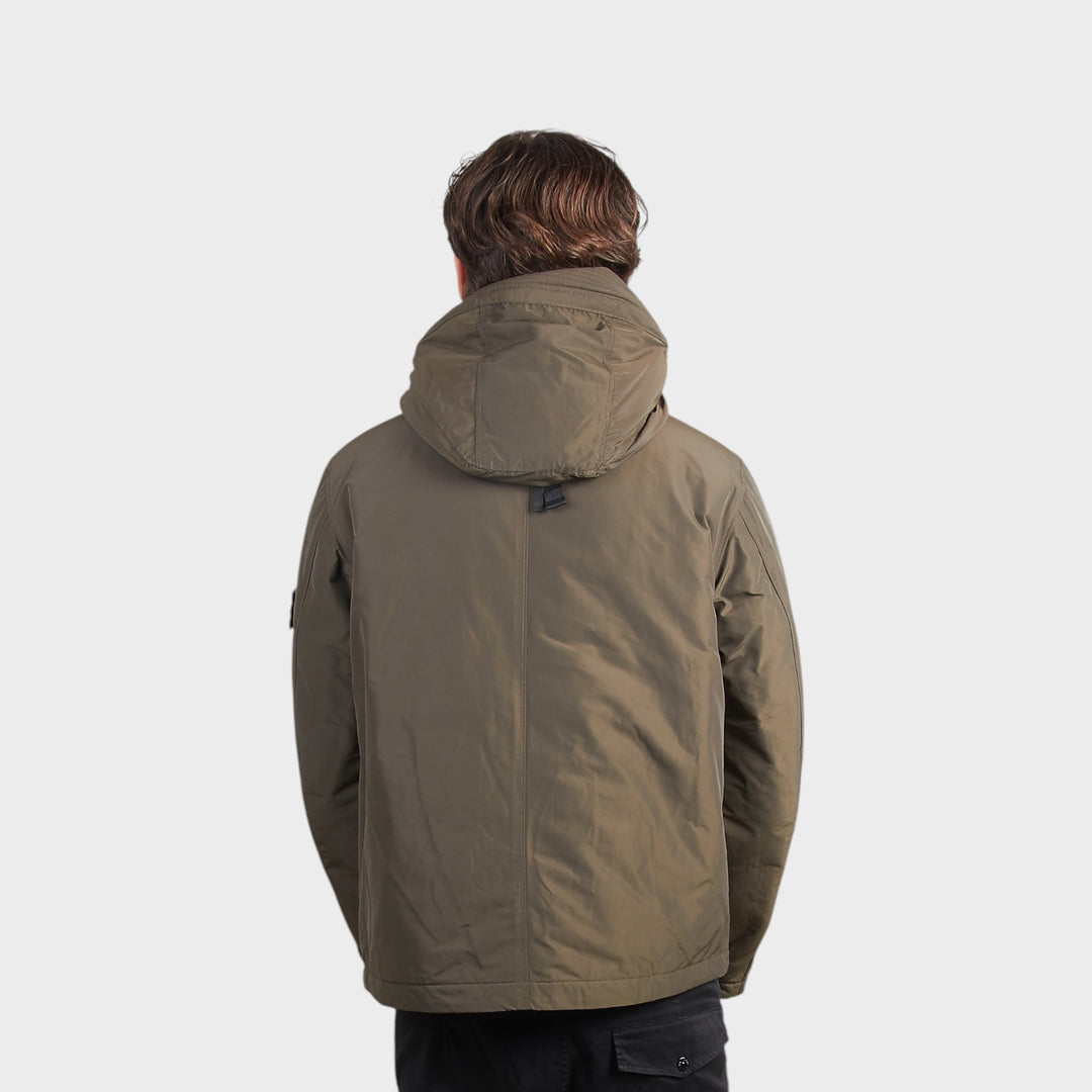 Stone Island Micro Twill Hooded Jakke i Coal Grey