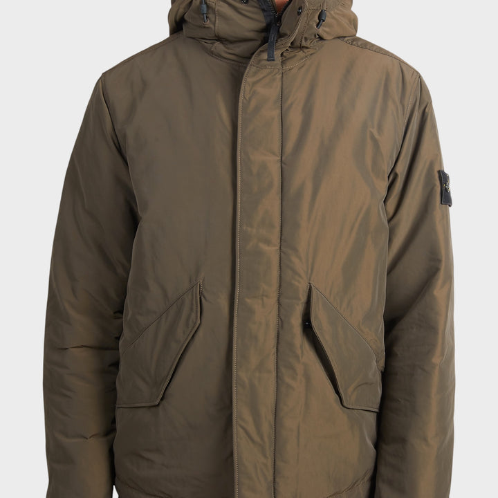 Stone Island Micro Twill Hooded Jakke i Coal Grey