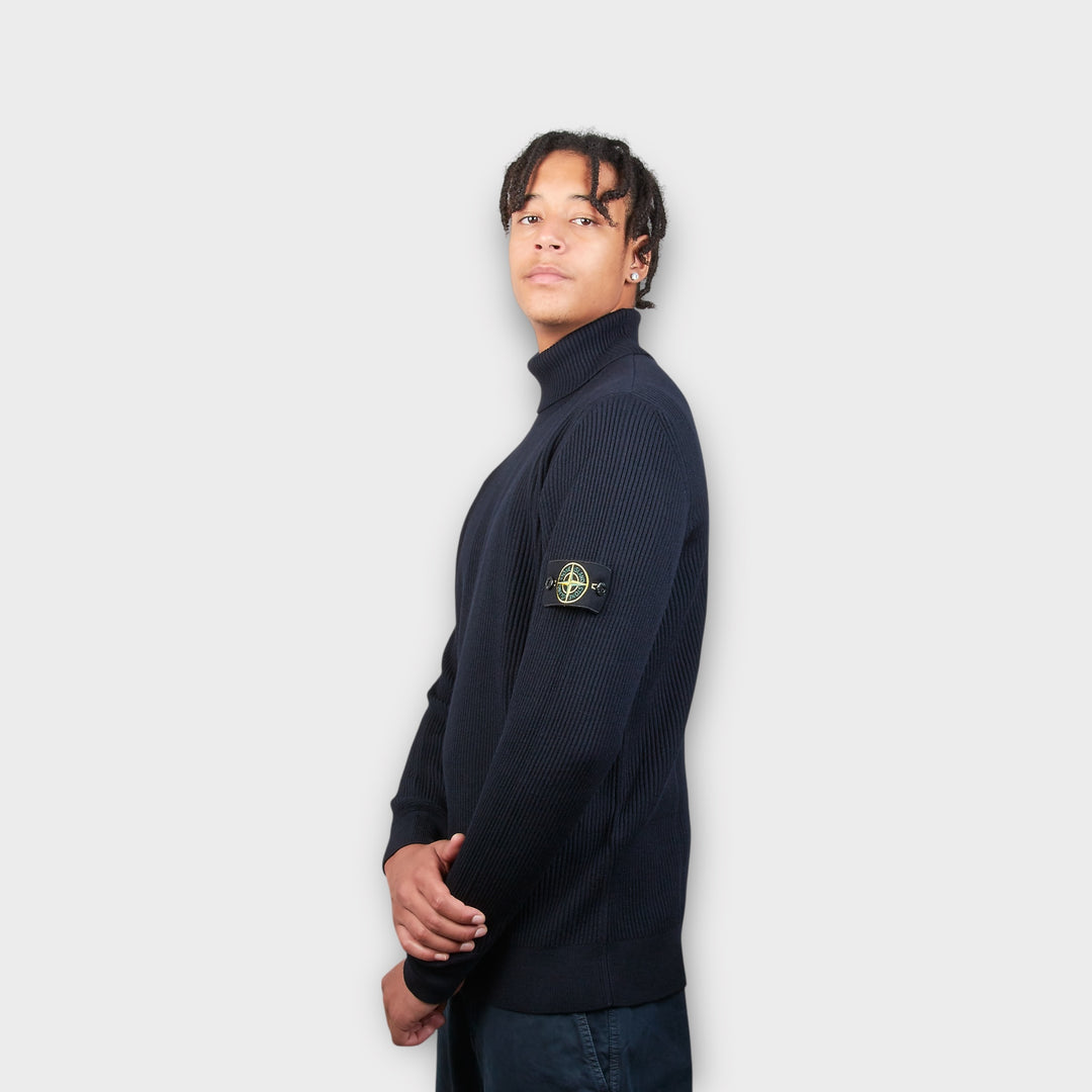 Stone Island herretrøje i navy full rib design