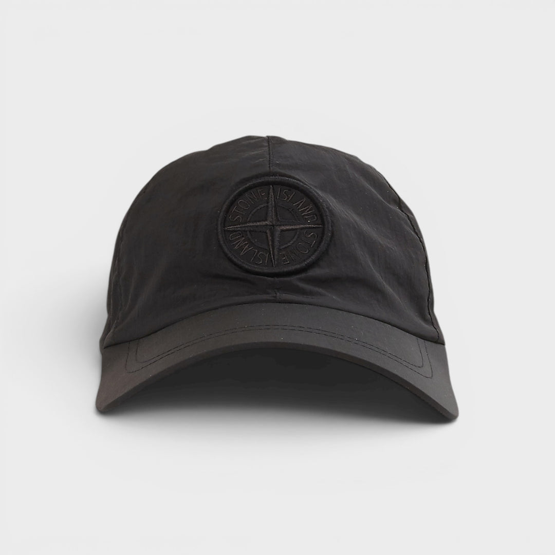 Stone Island cap i sort Nylon Metal med broderet logo