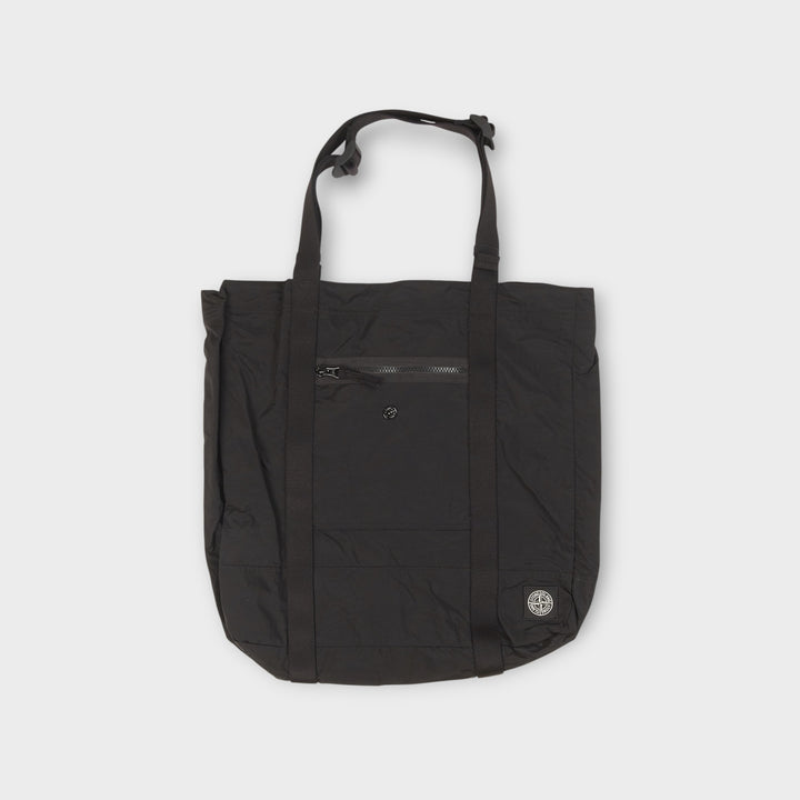 Stone Island tote bag i sort Nylon Metal materiale