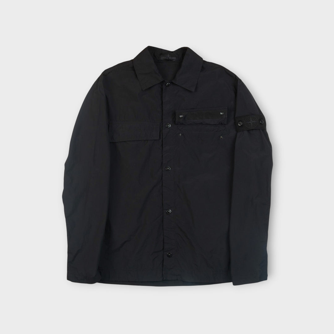 Stone Island teknisk overshirt i sort børstet Nylon Smerigliato
