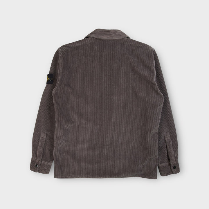 Stone Island Organic Cotton Corduroy Overshirt i grå set bagfra
