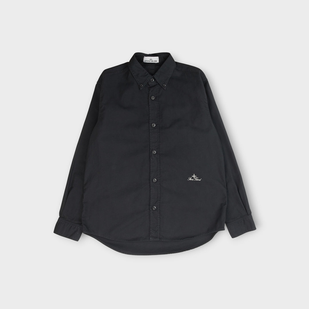 Stone Island oxford skjorte i navy i økologisk bomuld med broderet logo