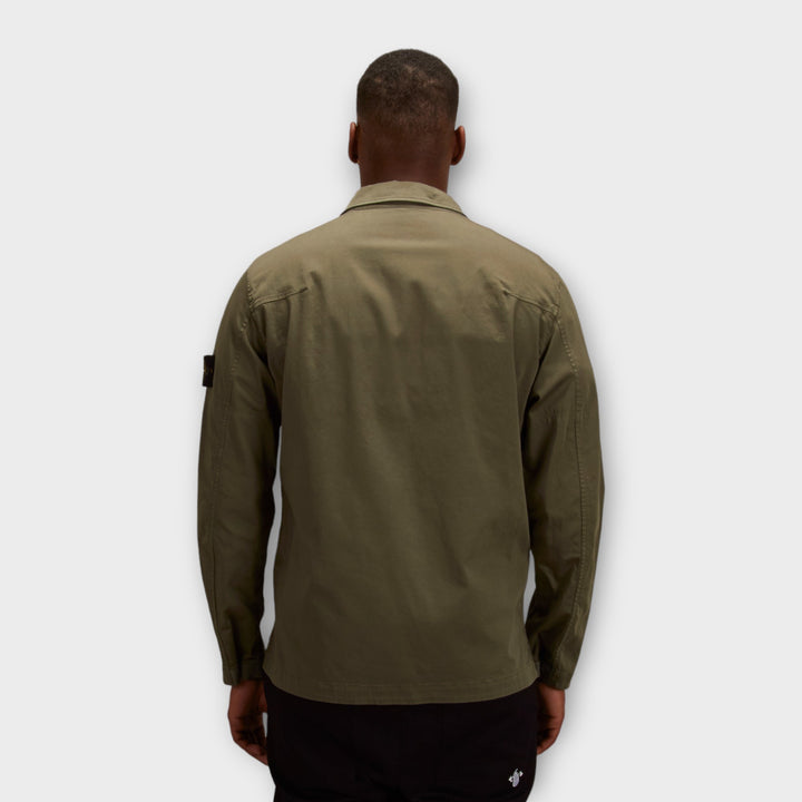 Stone Island 12808 Cotton Zip Overshirt I Grøn