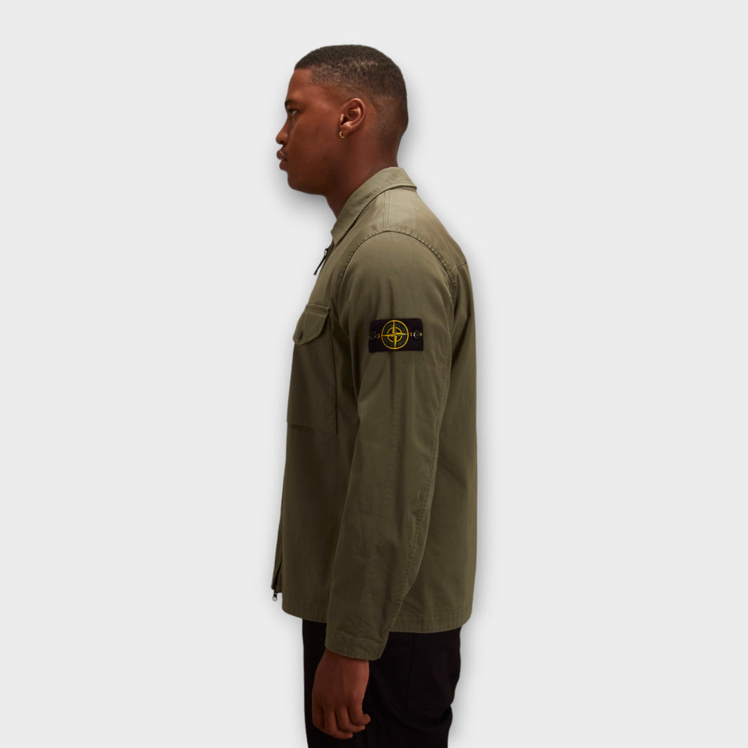 Stone Island 12808 Cotton Zip Overshirt I Grøn