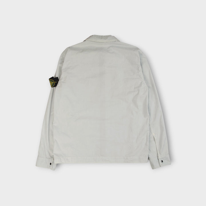 Sky blue Stone Island overshirt i slidstærk canvas med brystlomme