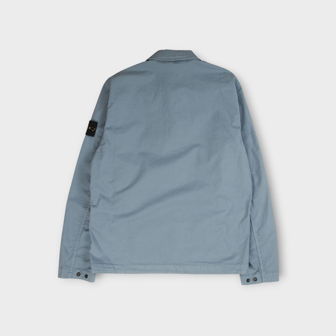 Blå Stone Island overshirt i økologisk bomuld med clean design