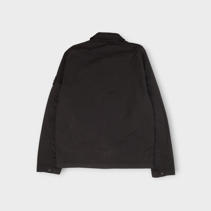 Sort Stone Island overshirt i økologisk bomuld med clean design