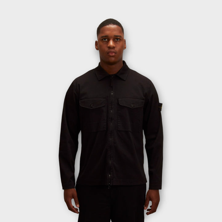 Stone Island 12808 Cotton Zip Overshirt I Sort