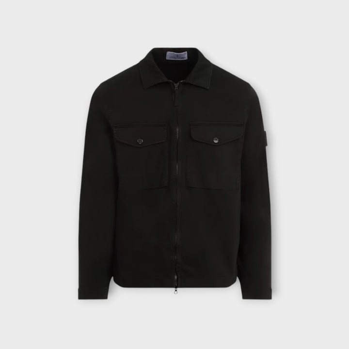 Stone Island 12808 Cotton Zip Overshirt I Sort