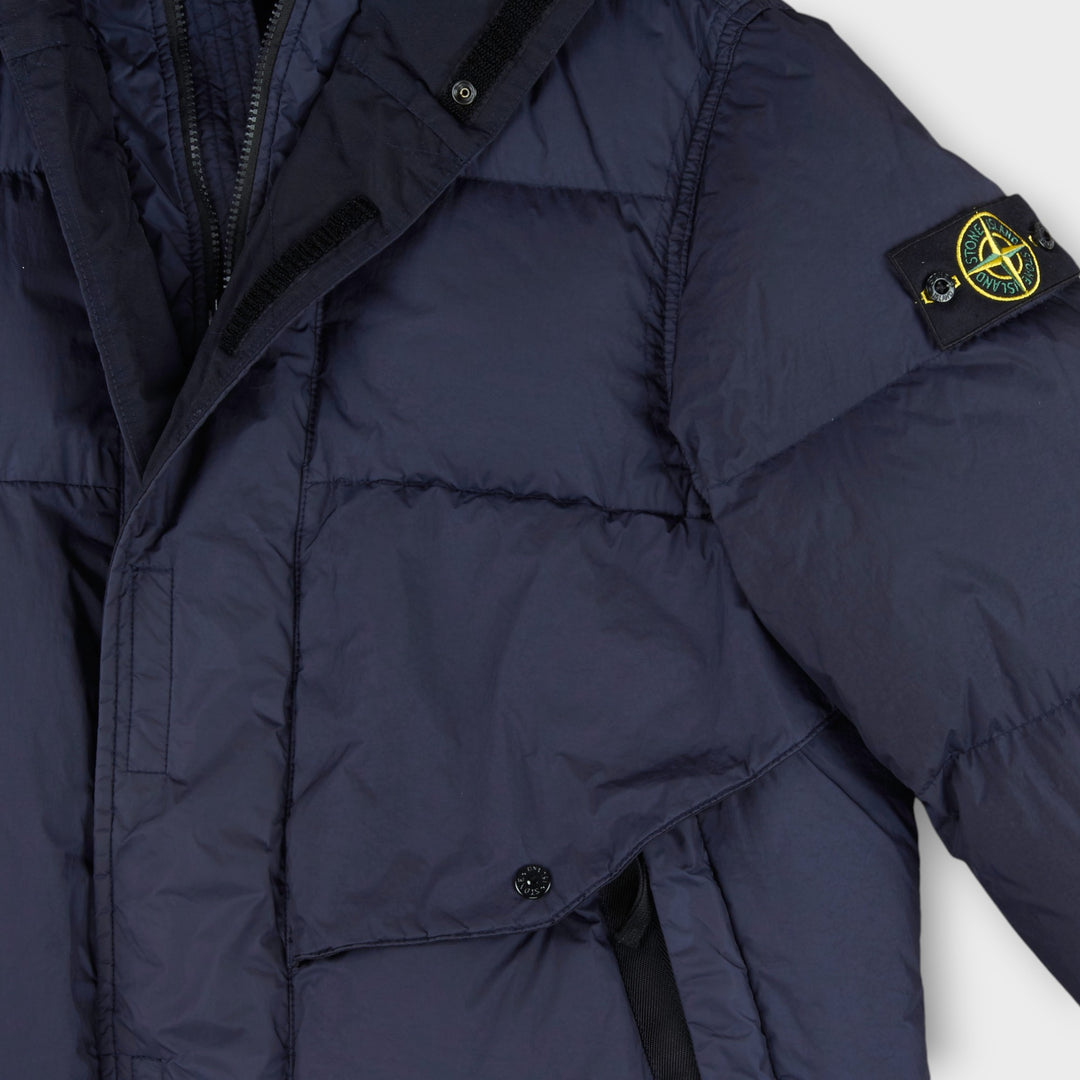 Stone Island Garment Dyed Crinkle Reps New Down Jacket Long