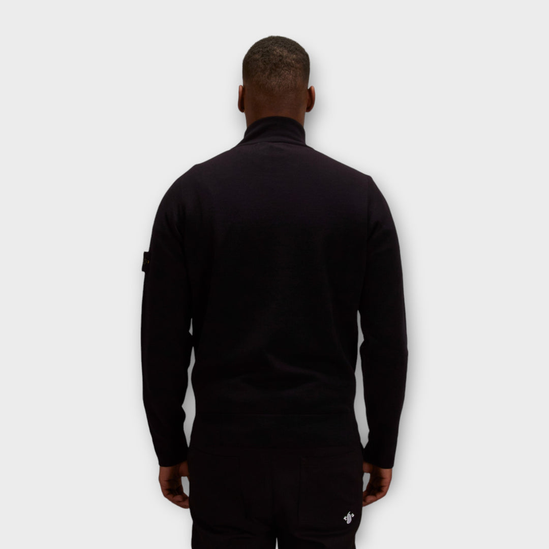 Stone Island 521A1 Q-Zip Knit In Black