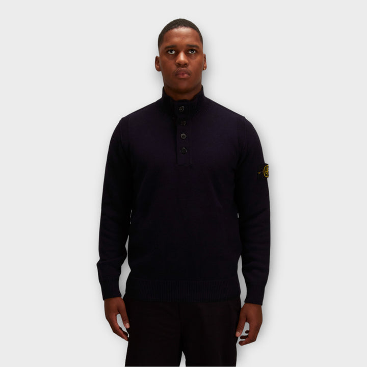 Stone Island 540A3 Q-zip Knit In Navy