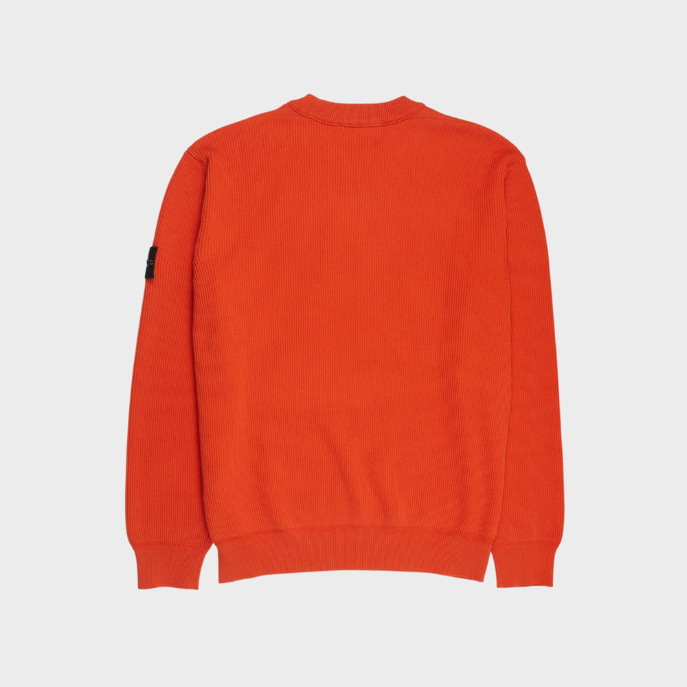 Stone Island ribstrikket bomuldssweater i Burnt Orange set bagfra