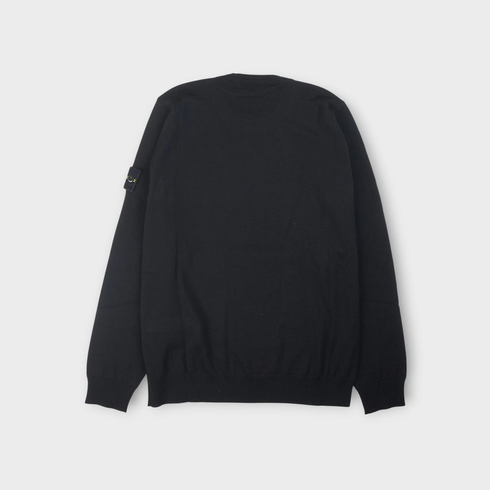 Stone Island sort striktrøje i RWS-certificeret uld.