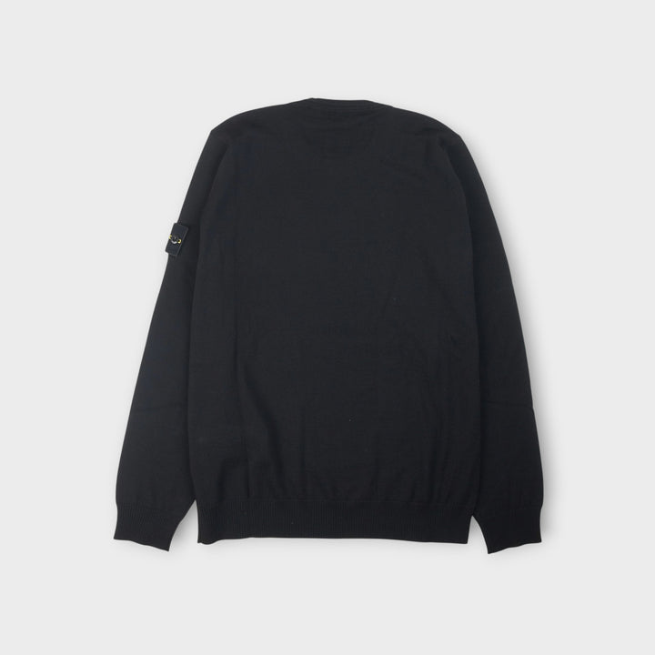Stone Island sort striktrøje i RWS-certificeret uld.