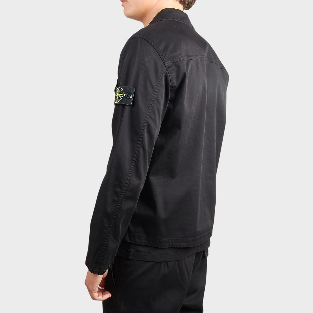 Stone Island Satin Cotton Overshirt i Black