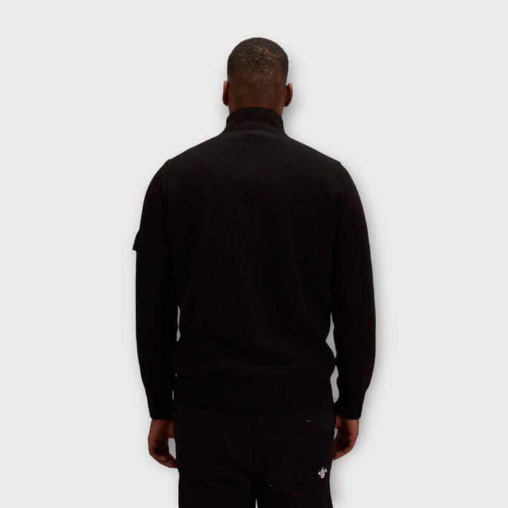 Stone Island 547A3 Full Zip Button Knit In Black