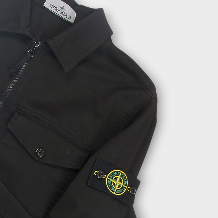 Stone Island Black overshirt med brystlommer og tovejs lynlåslukning