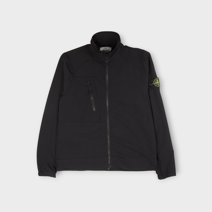 Stone Island overshirt i navy i stretch nylon med fleece og lynlåslomme