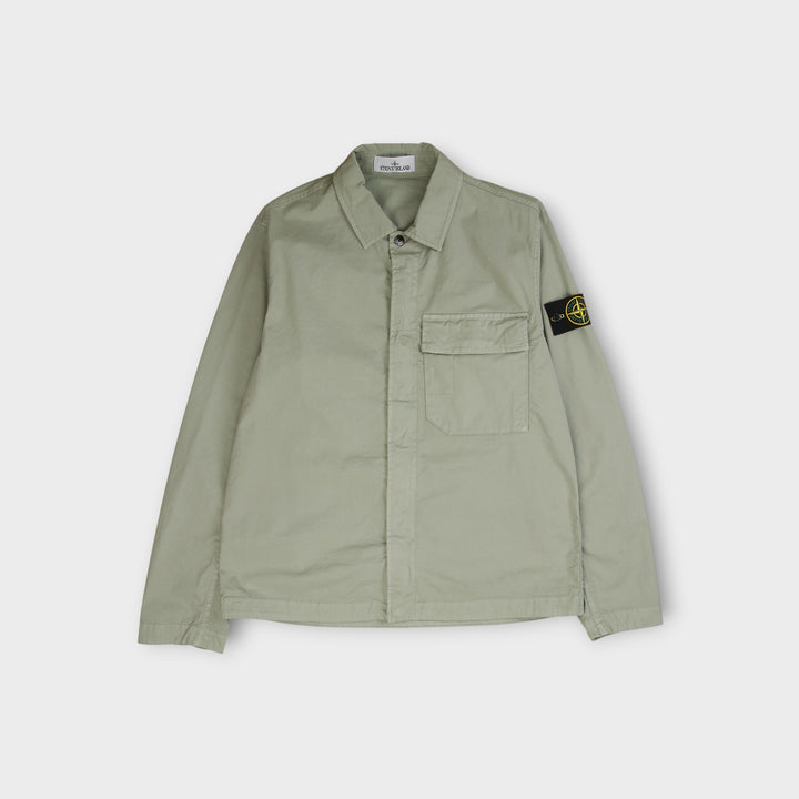 Stone Island overshirt i mint grøn med skjult lynlås og badge
