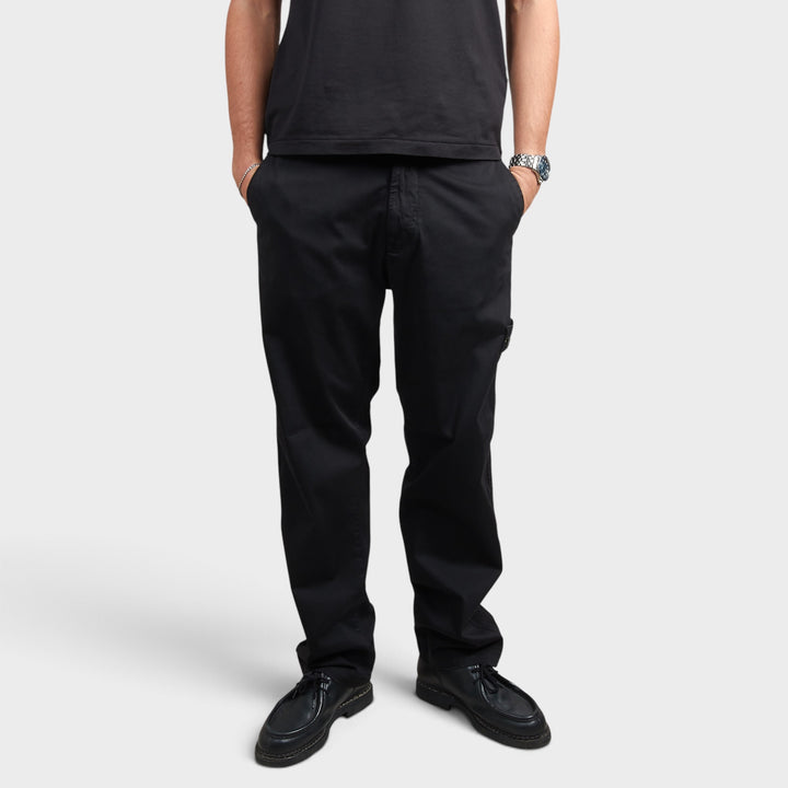 Stone Island Stretch Organic Satin Bukser i Sort