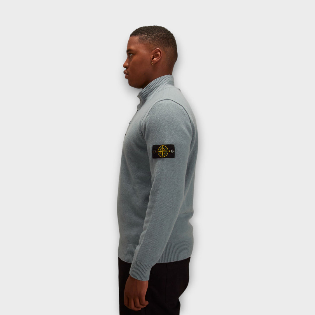 Stone Island 540A3 Q-Zip Knit In Light Green